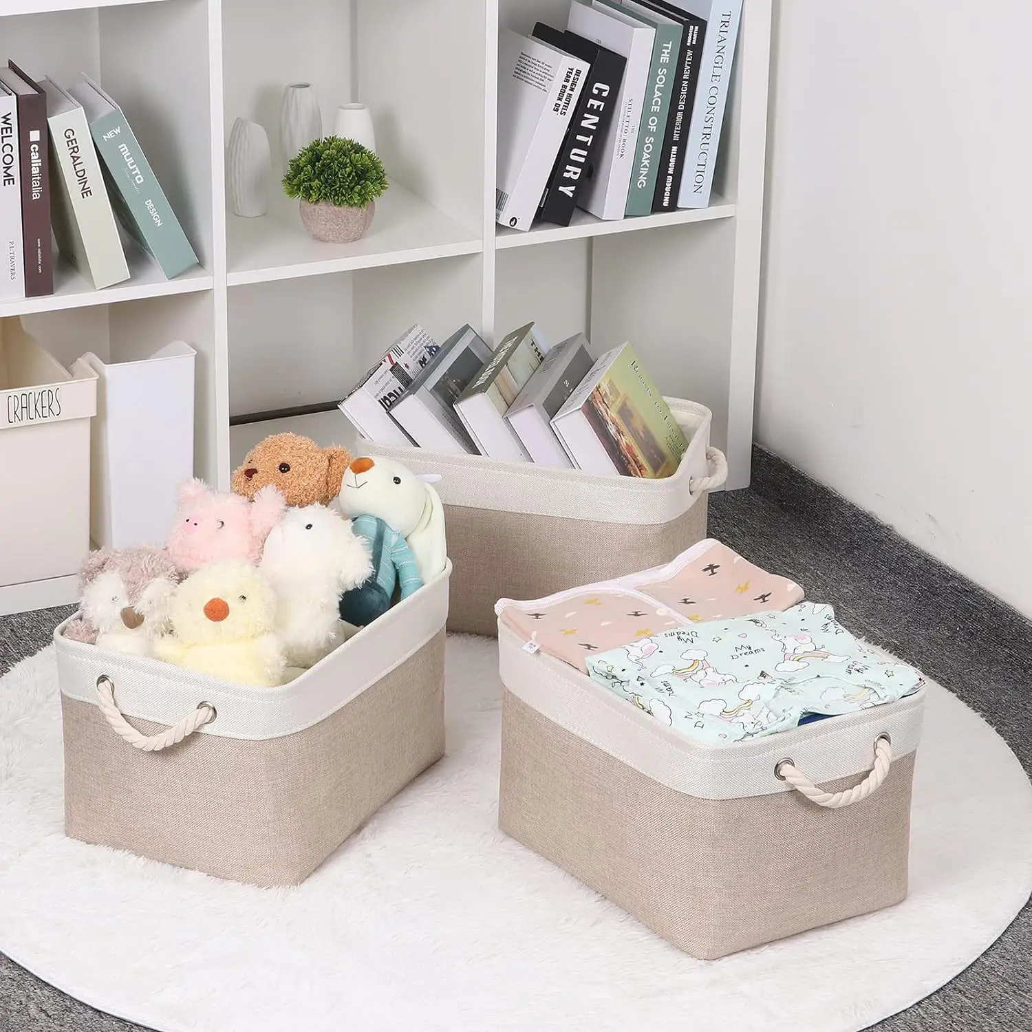 Linum Home Textiles - Cesta de Almacenamiento Plegable de Lino