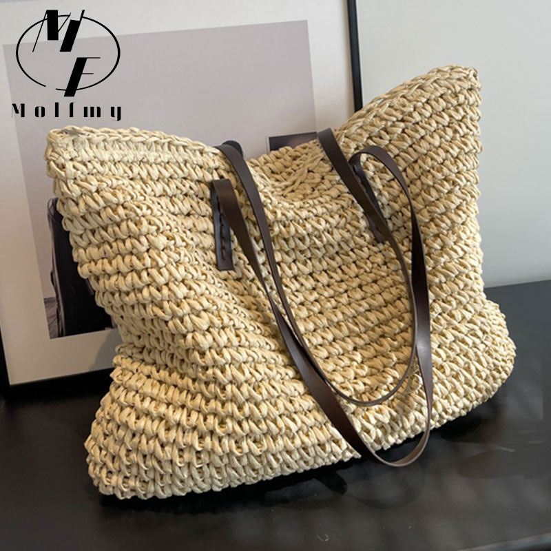 Home Textiles Store - Bolsos de mano tejidos de paja,